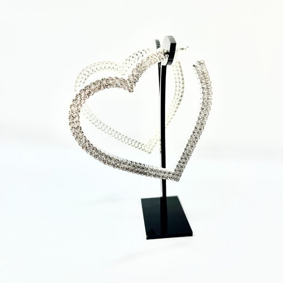 Dazzling Heart-Shaped Hoop Earrings - Picture 2 of 6